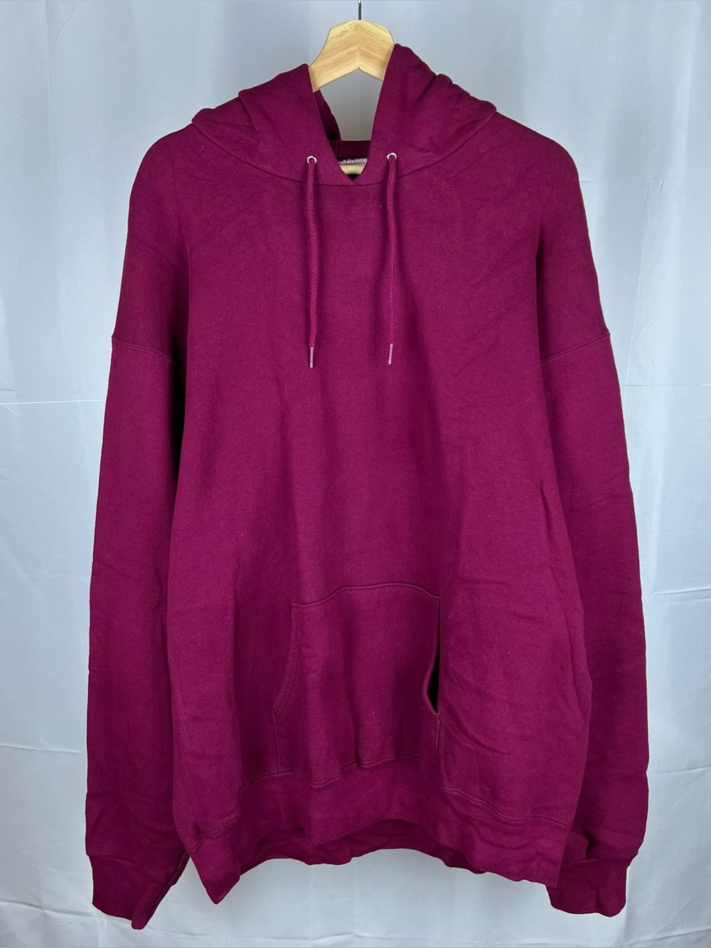 Vintage 90s Blank Fruit Of The Loom Maroon Hoodie Sweatshirt Size XXL